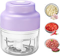 2026 Electric Garlic Chopper with USB Rechargeable Design, Portable Food Processor for Garlic, Onion, Chili, Nuts, Vegetables, One-Touch Mini Kitchen Helper (Purple, 250ml)