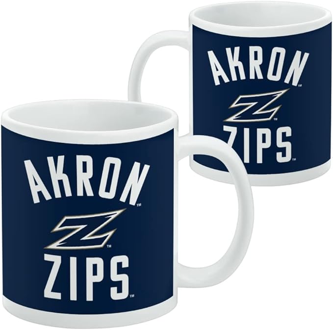 University of Akron Zips Logo Ceramic Coffee Mug, Novelty Gift Mugs for Coffee, Tea and Hot Drinks, 11oz, White
