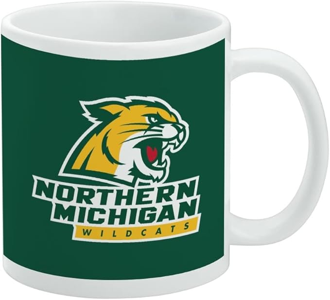 Northern Michigan Wildcats Logo Ceramic Coffee Mug, Novelty Gift Mugs for Coffee, Tea and Hot Drinks, 11oz, White