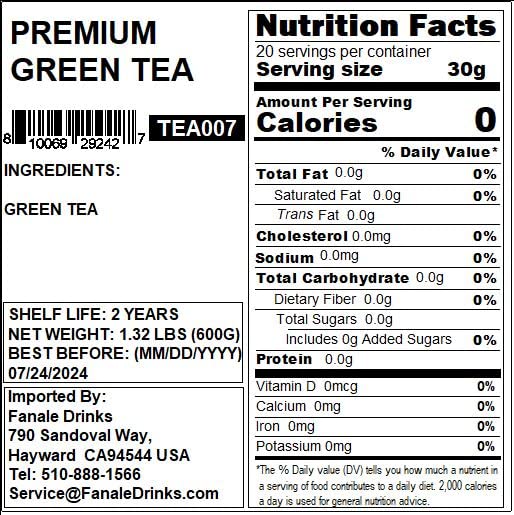Fanale Premium Green Tea (600g / Bag) | Loose Leaf Tea | TEA007