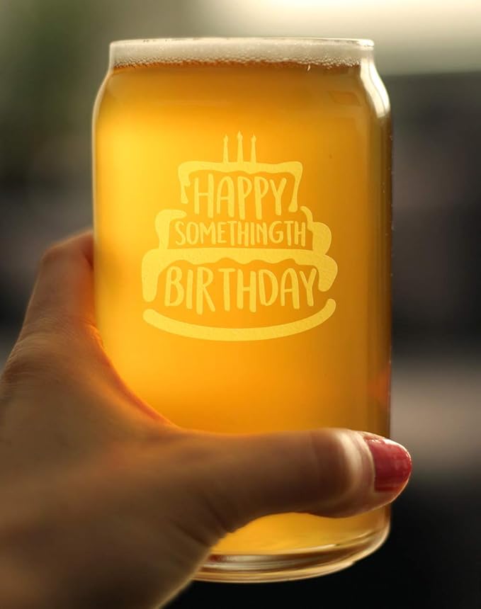 Bevvee Somethingth Birthday - Funny 16 oz Beer Can Pint Glass - Fun Bday Gifts for Men or Women - Fun Party Decor
