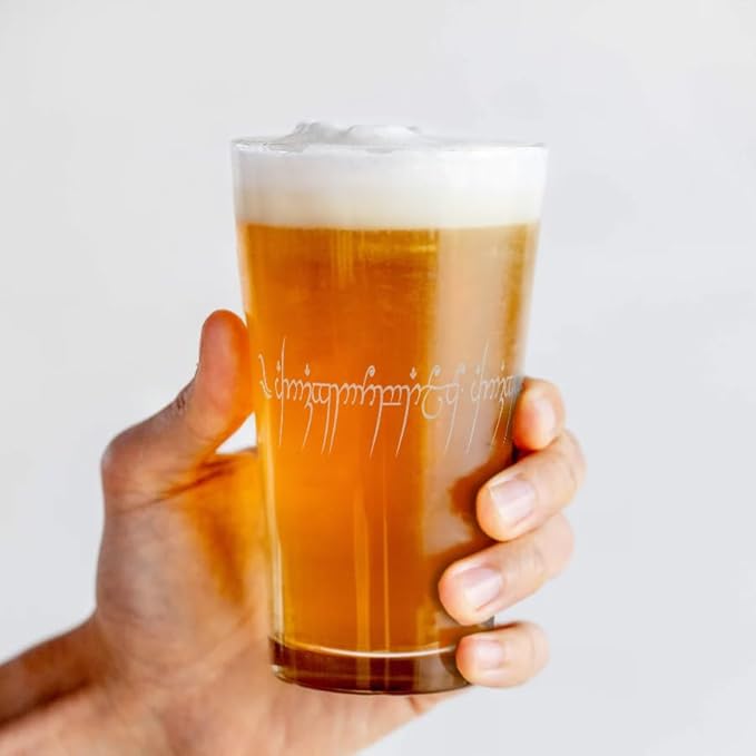 RING TO RULE THEM Engraved 16oz Pint Glass | Inspired by Tolkien Power Ring and Middle Earth | Great Christmas Gift Idea | Unique Elvish Fantasy Wizard Fantasy Decor!
