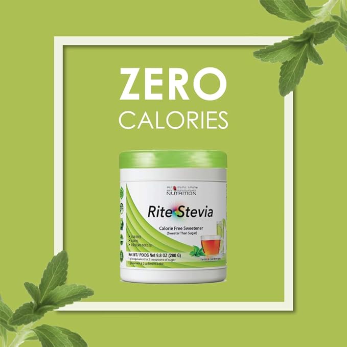 Rite Stevia Powder Concentrate, 9.8 oz – Raw Green Leaf Naturally Sweet Pure White 0 Carb Zero Calorie Sweetener Powdered Sugar Substitute for Diabetics, Keto Baking, Mixing Drinks & Smoothies