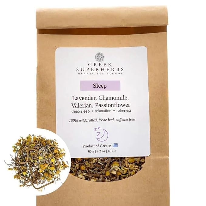SLEEP Tea | Herbal Tea for Relaxation | Lavender Buds, Chamomile Flowers, Valerian Root, Passionflower | Wild Crafted, Caffeine Free, Earthy Flavor | 30G (1.1OZ)