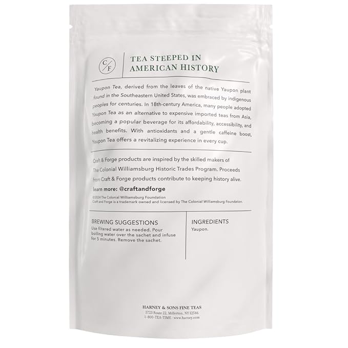 Colonial Williamsburg Craft & Forge Yaupon Tea, by Harney & Sons, 50ct sachet