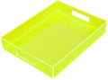 Large Acrylic Tray Ottoman Coffee Table Tray with Handles 17x13'' Decorative Serving Platter for Food Tea Dinner Snack Eating Bar Party, Neon Green