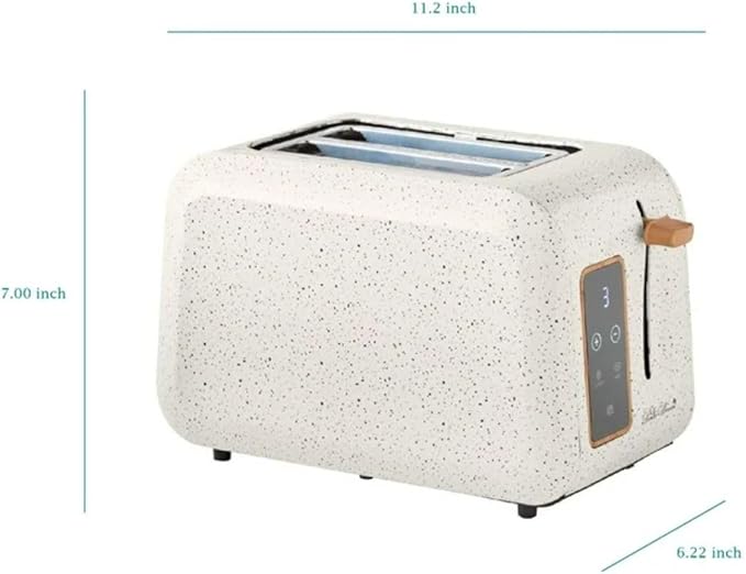 Pioneer Woman Digital 2-Slice Toaster, Linen Speckle – 6 Shade Settings, LED Display, Extra-Wide Slots