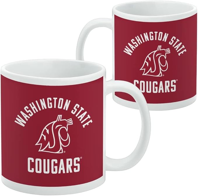Washington State Cougar Ceramic Coffee Mug, Novelty Gift Mugs for Coffee, Tea and Hot Drinks, 11oz, White