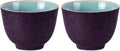 KAMMAK Tea Cup, 4.8oz Small Tea Cups Set of 2, Purple Porcelain Tea Cups Set for Home, Party, Office, Ceramic Teacups, Chinese Kungfu Tea Set for Hot/Cold Drink (Deep Purple)