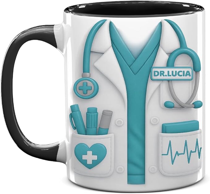 Personalized Doctor Mug, Medical Appreciation Design With Stethoscope 3D Effect Coffee Cup, Gift For Doctors And Medical Students, MD Graduation Or Doctor’s Day Gift For Men