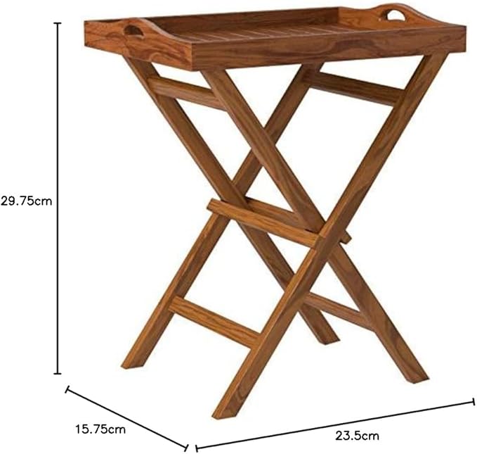 Bare Decor Kalos Outdoor Solid Teak Wood Tray Table, 30-Inch, Brown
