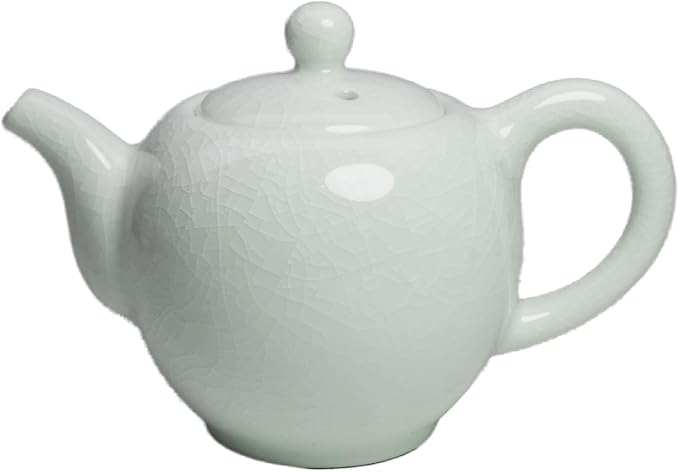 Liang baobao Porcelain Teapot, 10oz Tea Pot Small Teapot Chinese Tradition Ice Crack Glaze Ceramic Tea kettle (White)