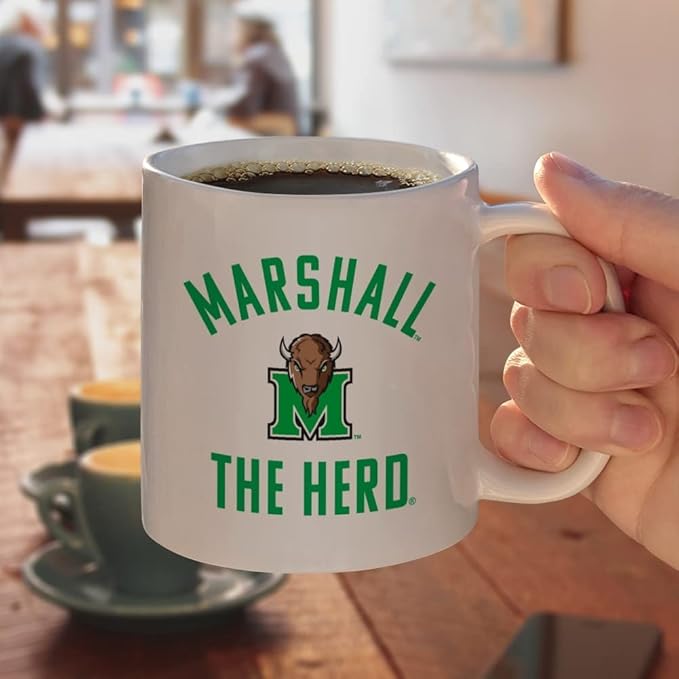 Marshall Bison Ceramic Coffee Mug, Novelty Gift Mugs for Coffee, Tea and Hot Drinks, 11oz, White