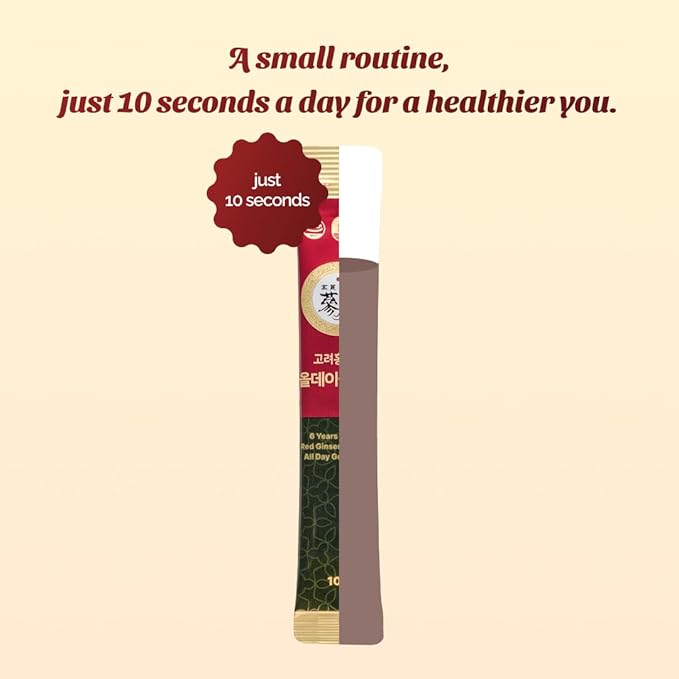 6-Year Korean Red Ginseng Extract Shot, HACCP Certified, Caffeine Free, Formulated with 12+ Traditional Korean Herbal Ingredients -Parent (100sticks, AlldayGoodtime)