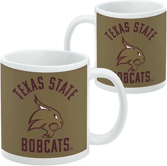 Texas State Bobcats Ceramic Coffee Mug, Novelty Gift Mugs for Coffee, Tea and Hot Drinks, 11oz, White