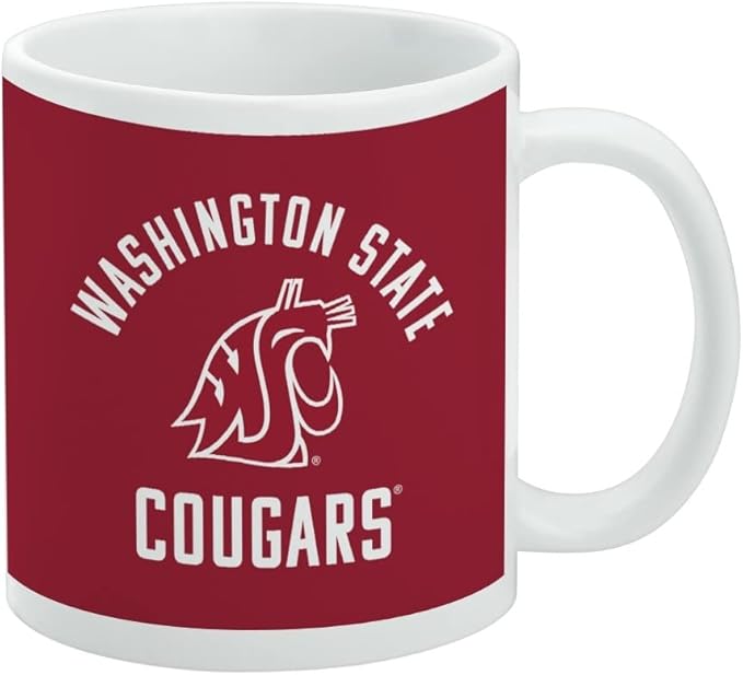 Washington State Cougar Ceramic Coffee Mug, Novelty Gift Mugs for Coffee, Tea and Hot Drinks, 11oz, White