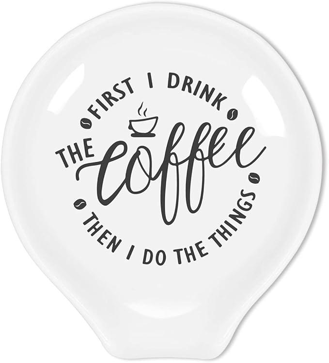 Funny Coffee Spoon Rest-But First Coffee Ceramic Spoon Holder-Cafe Station Bar Accessories