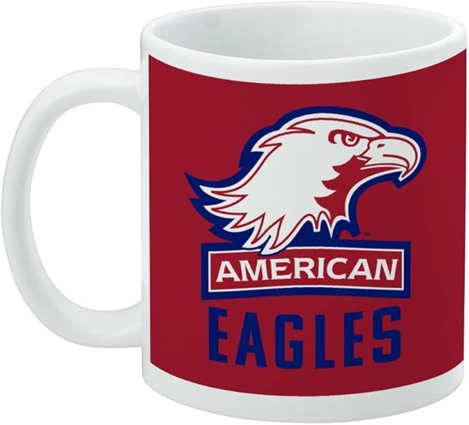 American University Eagles Logo Ceramic Coffee Mug, Novelty Gift Mugs for Coffee, Tea and Hot Drinks, 11oz, White