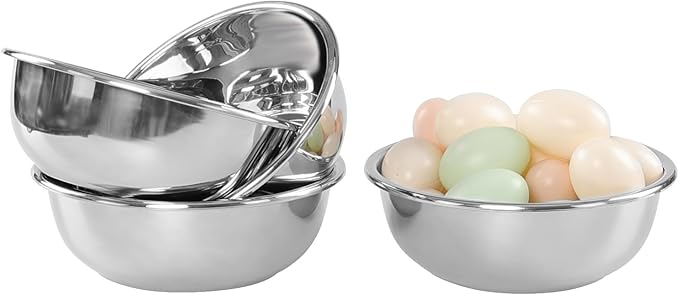 Jekiyo Stainless Steel Mixing Bowls, Metal Prep Bowls for Kitchen, Set of 4