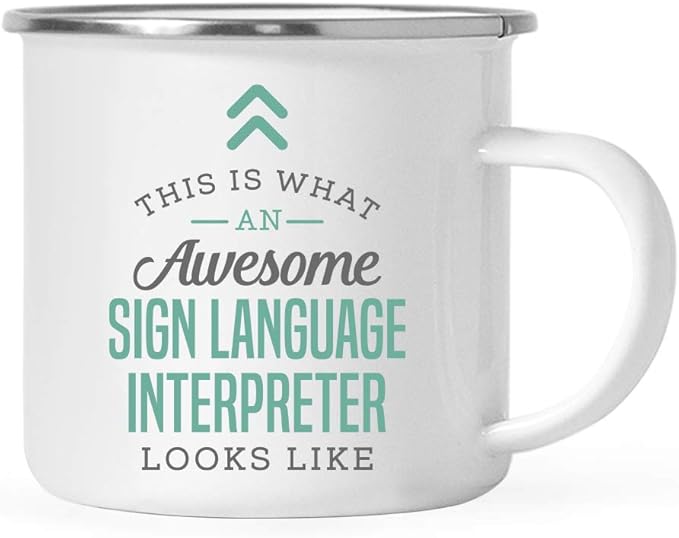 Andaz Press 11oz. Stainless Steel Campfire Coffee Mug Gift, This is What an Awesome Sign Language Interpreter Looks Like, 1-Pack, Birthday Gift Ideas Coworker Him Her, Includes Gift Box