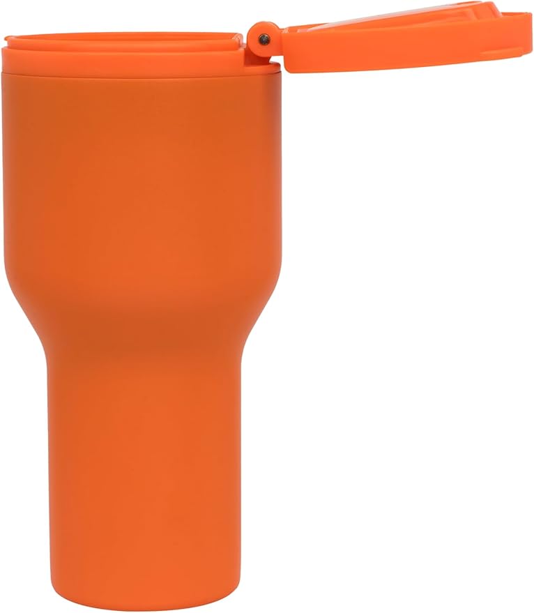 Insulated Travel Tumbler, Orange, Stainless Steel with permanent Lid