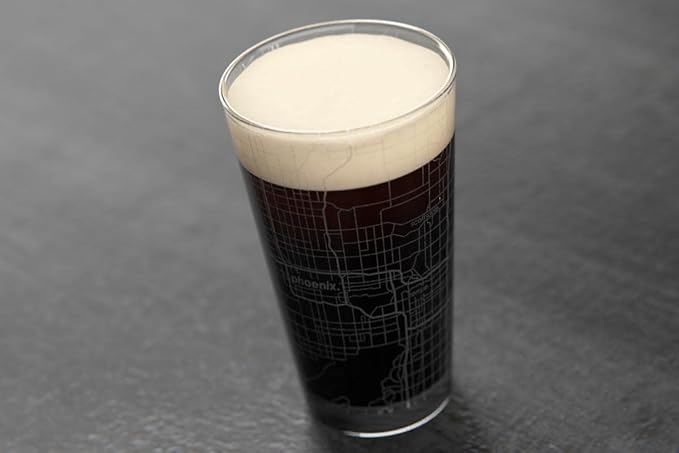 Well Told Engraved Phoenix Arizona Map Pint Glass, Etched Beer Gift (16 oz, Clear) City Map Pint, Custom City Glassware, Gifts For Beer Lovers