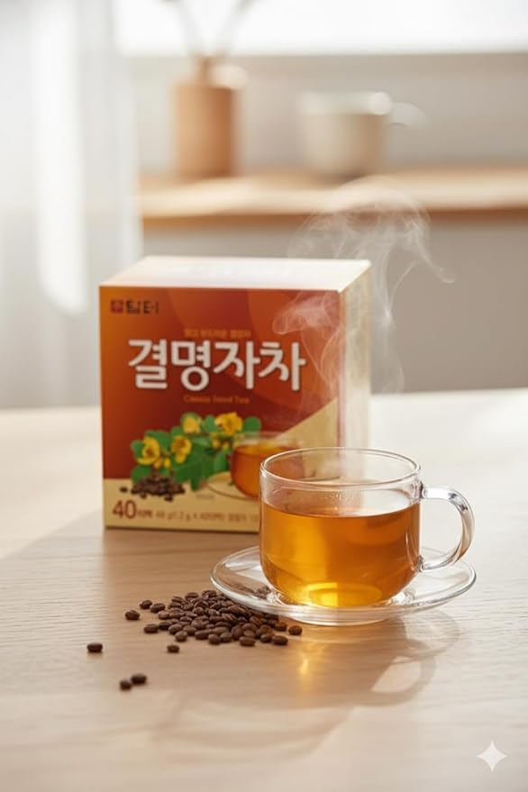 Damtuh Cassia Seed Tea – Traditional Korean Herbal Tea, Smooth & Caffeine-Free, 40 Tea Bags (1.2g each, Pack of 2)