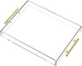 HIIMIEI Acrylic Serving Tray 12x16 Inch, Clear Trays with Gold Handles, Decorative able Tray for Coffee, Appetizer, Breakfast, Bathroom, Vanity