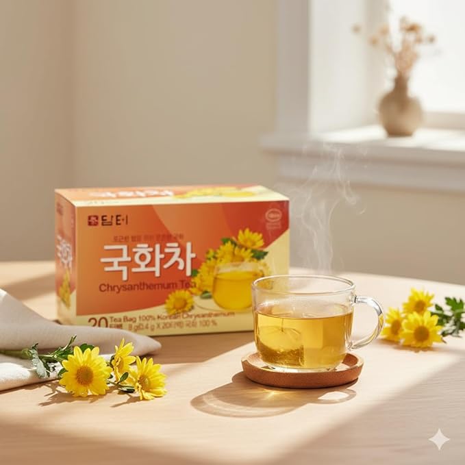 Damtuh Chrysanthemum Tea – Soothing Korean Herbal Flower Tea, Hot or Iced, Natural & Refreshing – 20 Tea Bags (0.4 g each)