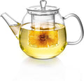 Glass Teapot with Removable Clear Infuser, Ehugos 800ml/27oz Heat Resistant Borosilicate Glass teapot Blooming and Loose Leaf Tea Maker, Microwave & Dishwasher Safe