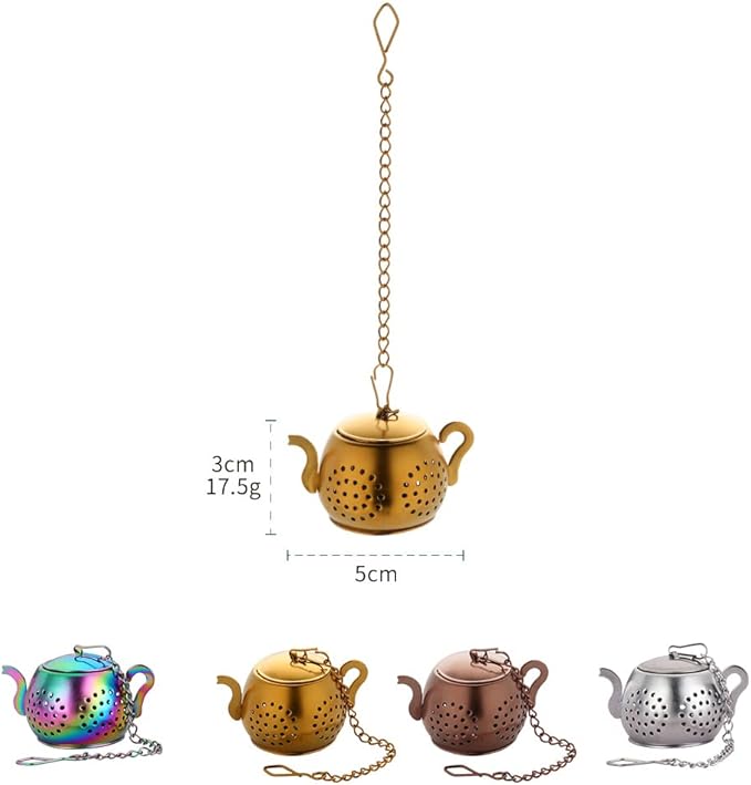 3 Pack Tea Infuser - Stainless Steel Reusable Strainer Filters Ball for Loose Tea - Rainbow Gold
