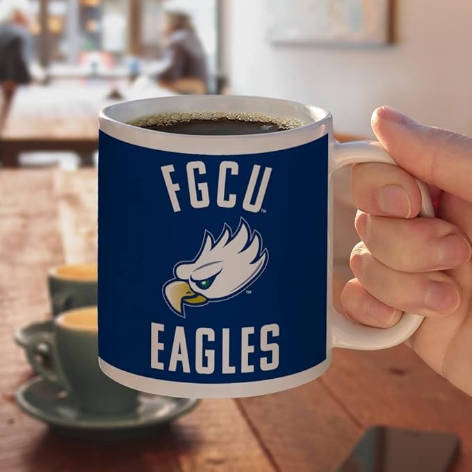 Florida Gulf Coast Eagles Logo Ceramic Coffee Mug, Novelty Gift Mugs for Coffee, Tea and Hot Drinks, 11oz, White