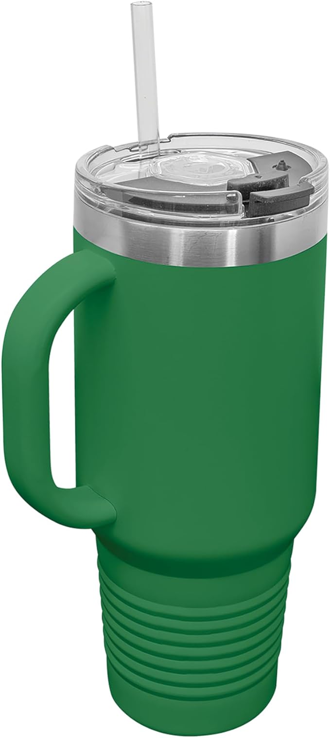 LaserGram 40oz Vacuum Insulated Travel Mug with Handle, Sushi, Personalized Engraving Included (Green)