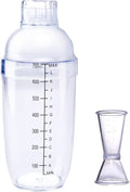 Plastic Bar Cocktail Shaker with Measuring Jigger Set,Hand Drink Mixer Boba Tea Shaker Cup with Scales,Bar Tool Transparent Protein(700ML)