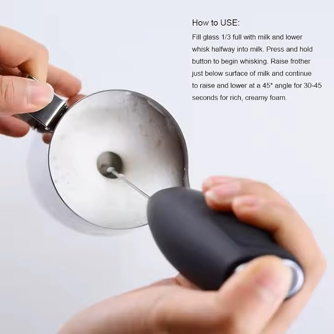 Coffee Foam Maker, Automatic Milk Frother, Handheld Wand, Drink Mixer, Stirrer, Battery-Operated, Lattes, Cappuccinos, Frothy Milk, Easy to Use, Kitchen Essential, Espresso, Milk Frother Wand
