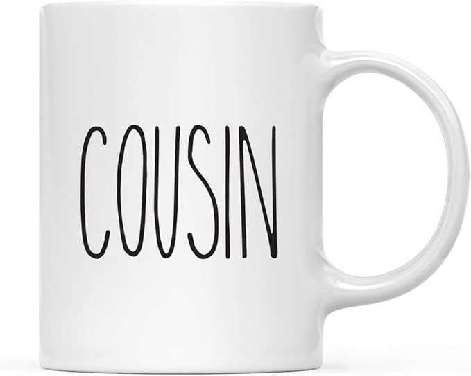 Andaz Press Simple Rustic Farmhouse Kitchen Decor 11oz. Ceramic Coffee Tea Mug Gift, Cousin, 1-Pack, Birthday Christmas Gift Ideas for Family, Friends