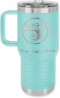 LaserGram 20oz Vacuum Insulated Travel Mug with Handle, Sushi, Personalized Engraving Included (Teal)