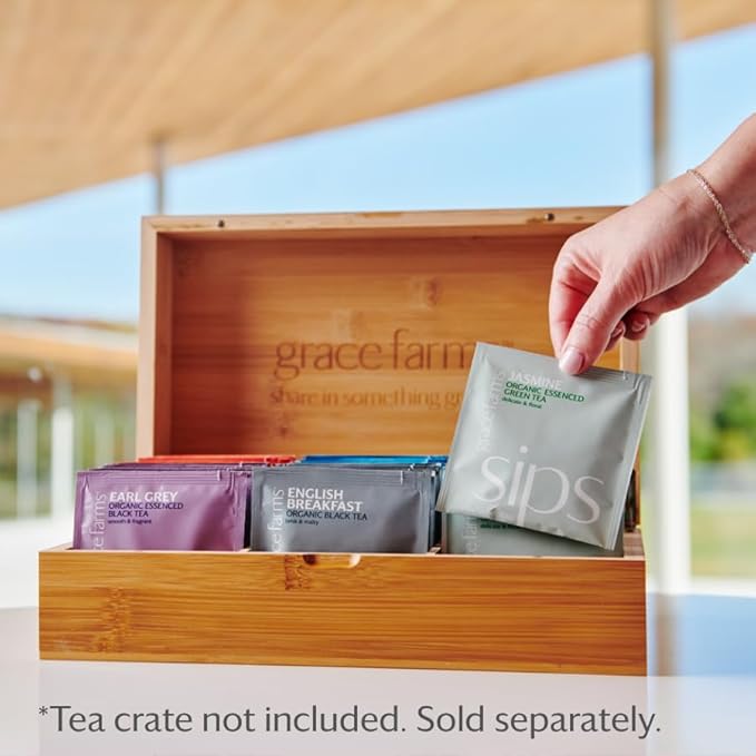 Grace Farms REST Wellness Organic Tea Blend (100 Enveloped Pyramid Sachets w/ String & Tag) | Sleep and Stress Support For Evening | Chamomile Vanilla Tea with Caffeine Free Adaptogens and Mushrooms | Gives Back 100% of Profits
