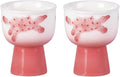 KAMMAK Tea Cup, 2oz Small Tea Cups, Porcelain Tea Cups Set with Short Stem, Cute Ceramic Teacups for Home, Party, Office, Chinese Kungfu Tea Set for Hot/Cold Drink (Pink Pile Flowe)