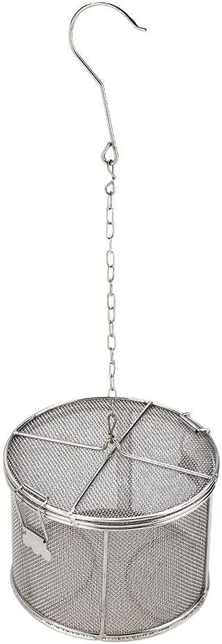 AUNMAS Seasoning Strainer, Stainless Steel Tea Mesh Tea Infuser Strainer with Extended Chain Hook for Brew Loose Leaf Tea and Seasonings, Sliver 5.52 x 3.94in