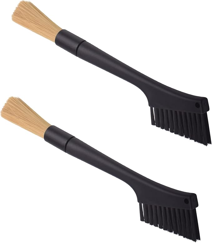2 Pack Coffee Machine Cleaning Brush, Dual Purpose Dusting Espresso Grinder Brush, Black, Polypropylene, PET Bristles