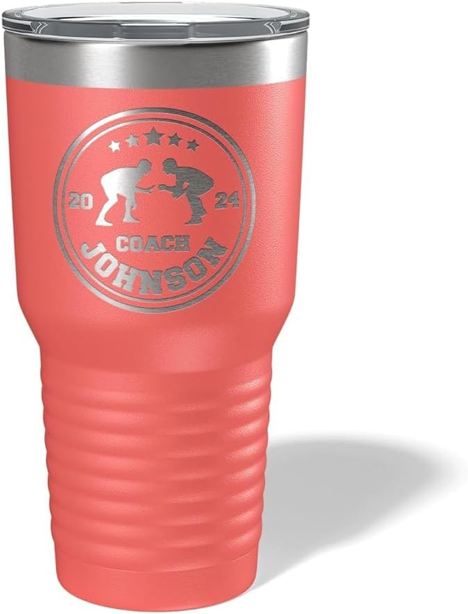 Wrestling Coach gifts, Tumbler, Coach tumbler, Wrestling gifts, Coach Beer glass, Coach gift, Coach gifts, Wrestling Coach (Wrestling Circle, Coral, Wrestling Hexagon 30oz Black)