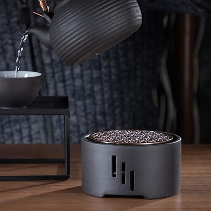 Cabilock Ceramic Tea Warmer with Candle Stand and Mat 4.5 Inch Compact Teapot Heater for Home Cafe Milk Warmer and Office Use