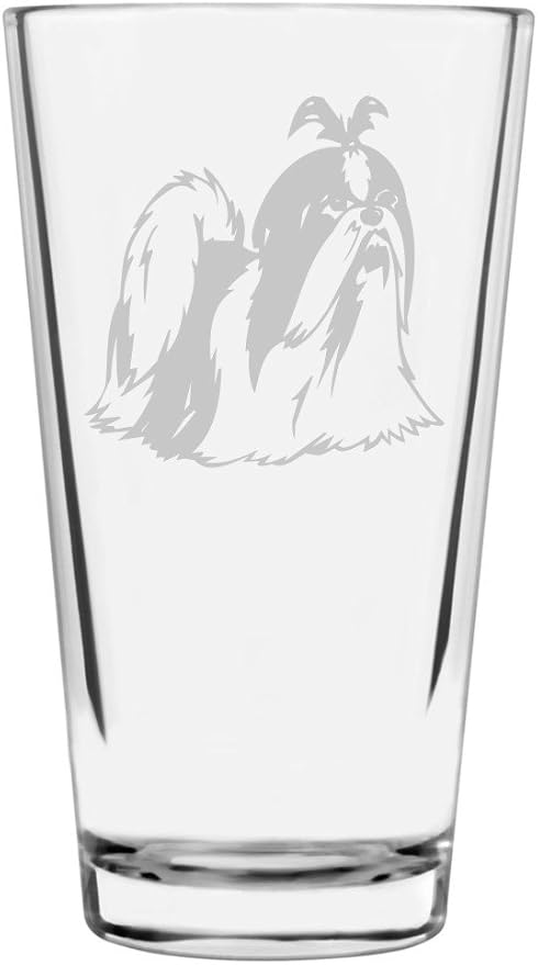 Shih Tzu Custom Personalized Dog Themed Etched All Purpose 16oz Pint Glass