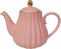 YBK Tech Strengthen Porcelain Teapot, 31oz Coffee Pot Ceramic Teapot- Stripe Design (Pink)