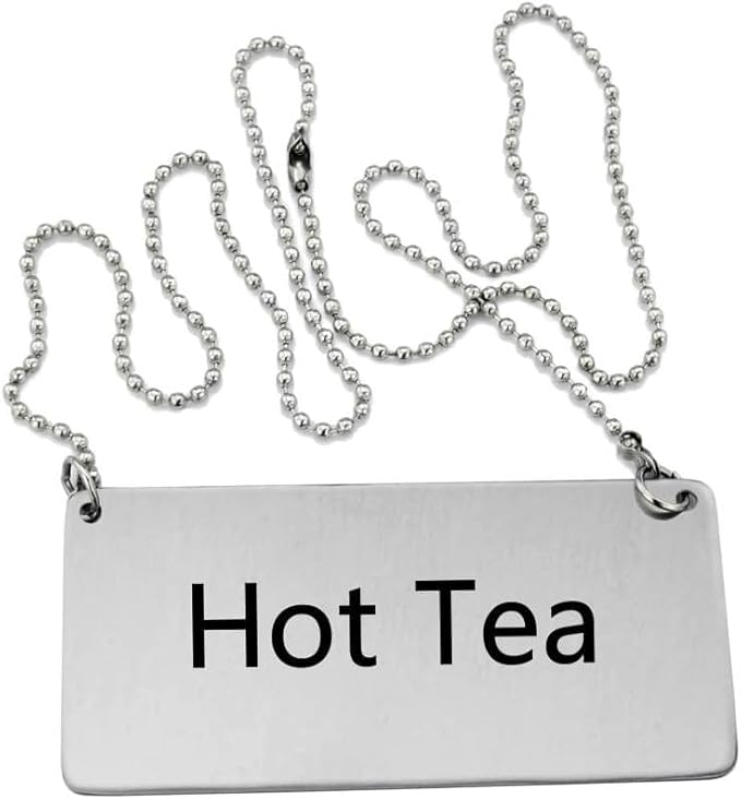New Star Foodservice 27464 HOT TEA Chain with Sign, Stainless Steel, 3.5 x 1.5-Inch, Set of 2