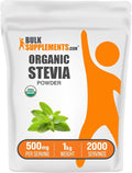 BulkSupplements.com Organic Stevia Powder - Pure Sweetener, Sourced from Stevia Leaves, Herbal Supplement - Vegan & Gluten Free, 500mg per Serving, 1kg (2.2 lbs) (Pack of 1)