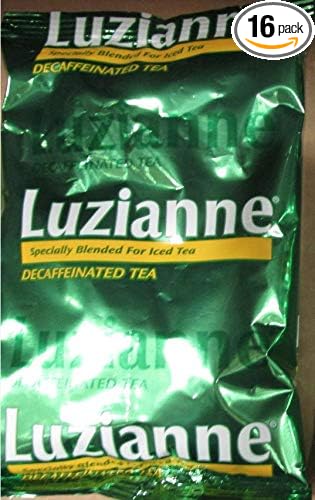 Luzianne Decaf Open Brew Tea Bags with Filters, 4oz Bags (Pack of 16)