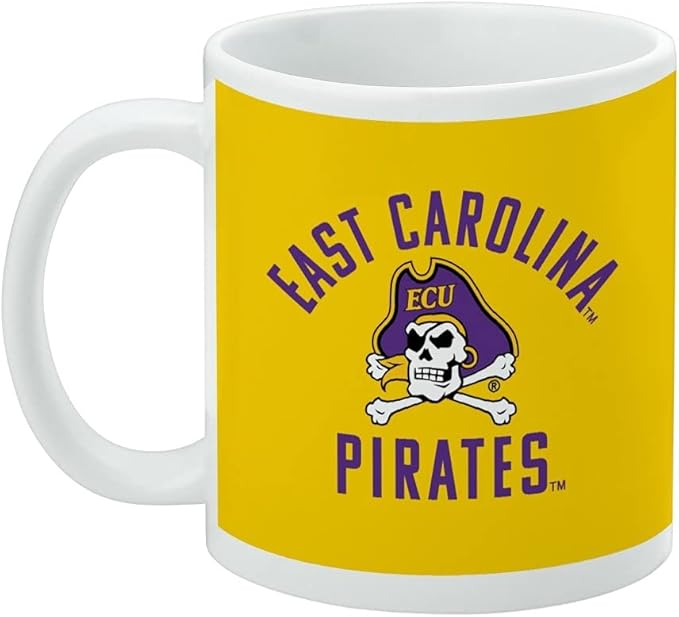 East Carolina Pirates Ceramic Coffee Mug, Novelty Gift Mugs for Coffee, Tea and Hot Drinks, 11oz, White