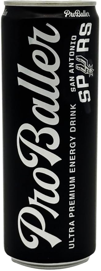 ProBaller Ultra Premium Energy Drink - Natural Clean NSF Certified Sport Drink with Amino Acids, Taurine, Biotin, Organic Agave, Vitamin B 12 Methylcobalamin, & Electrolytes - 15 Pack - Spurs Edition
